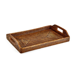 Rebecca Udall, Luxury Classic Handwoven Rattan Wicker Tray, Medium