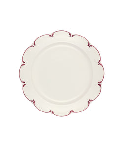 Set of 4 Olivia Scalloped Plates, Raspberry Filet