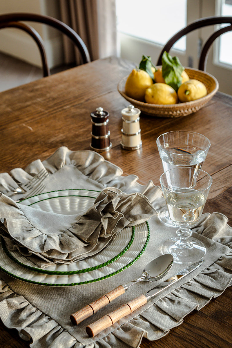 ruffle irish linen placemat luxury dining dinner tableware frill white