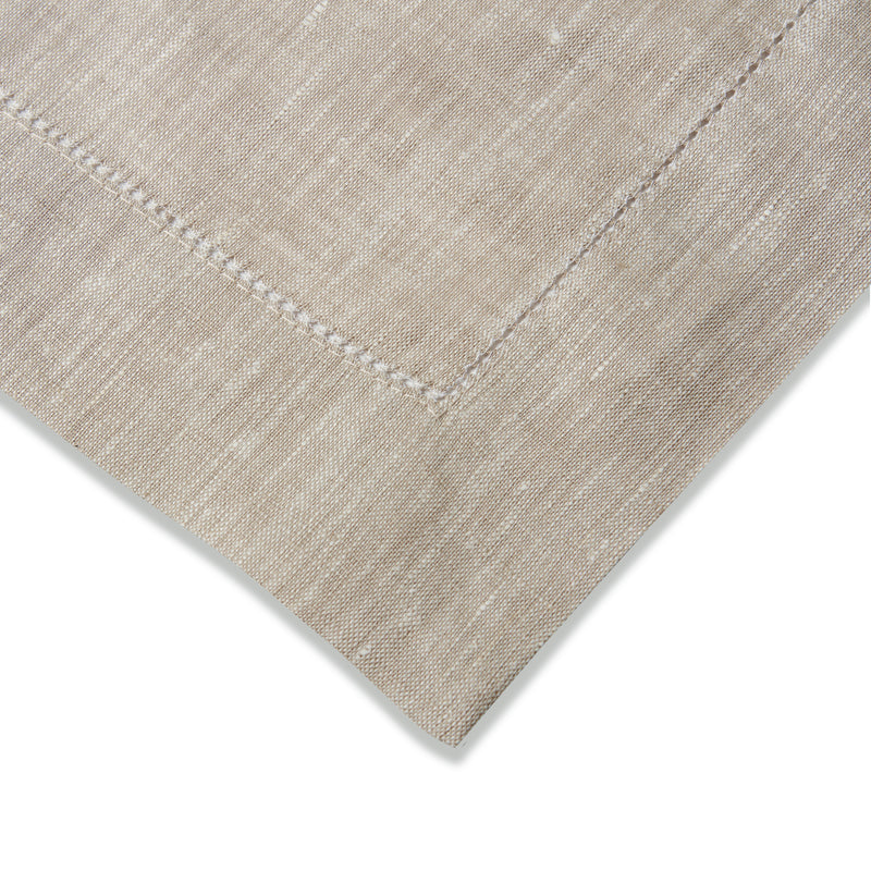 Large Luxury woven natural timeless Classic linen hemstitch  placemat natural 35x50cm