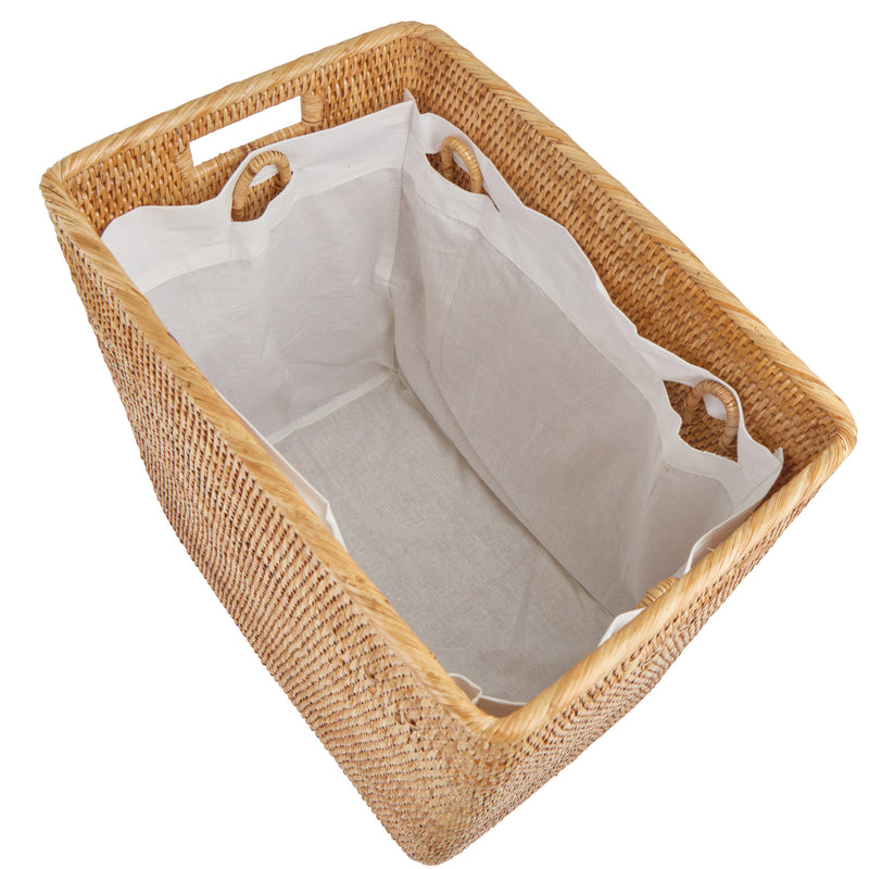 Rebecca Udall Woven rattan wicker rectangular laundry basket, Natural