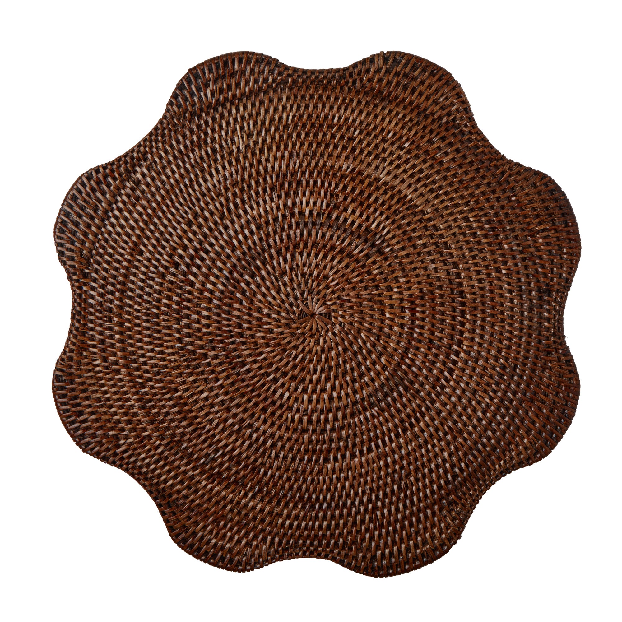 Rattan Scalloped Placemat, Brown I REBECCA UDALL Rebecca Udall