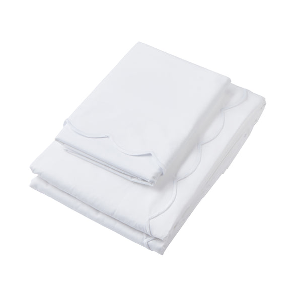 Annabelle Cotton Scalloped Bed Linen, White