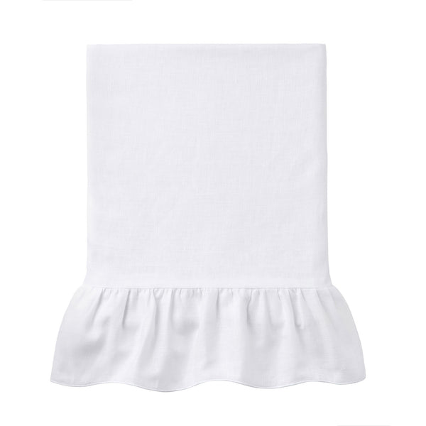 Bespoke white ruffle Italian linen tablecloth