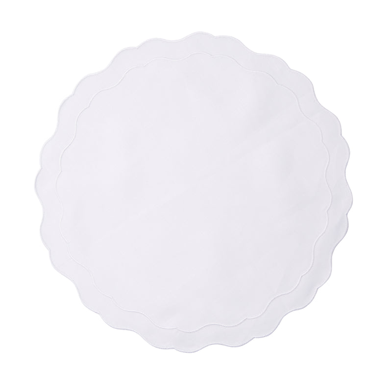 luxury linen scalloped placemats dinner dining tableware frill crisp white