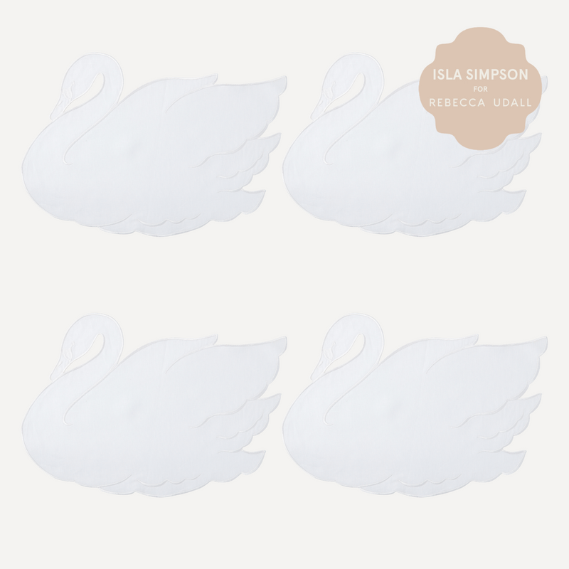 Classic Luxury Isla Simpson High Quality Set of 4 Swan Linen Placemats