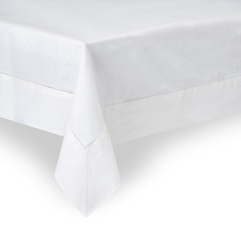 Luxury High quality linen European Classic Linen Hemstitch Tablecloth, Ivory