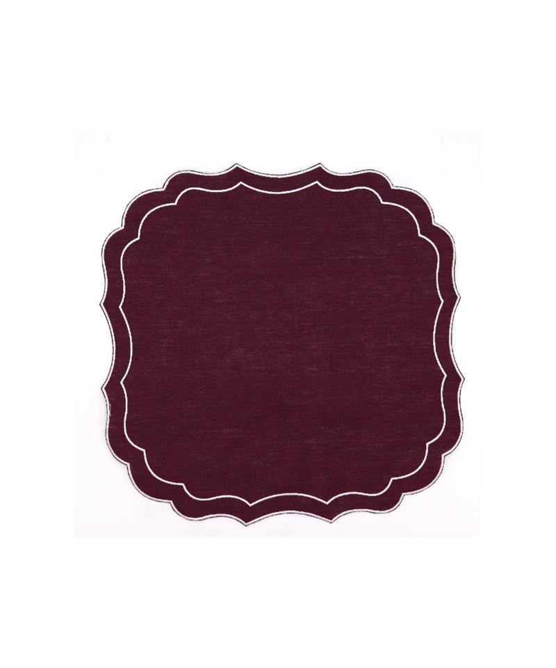 Pair of Stella Waxed Italian Linen Placemats, Burgundy