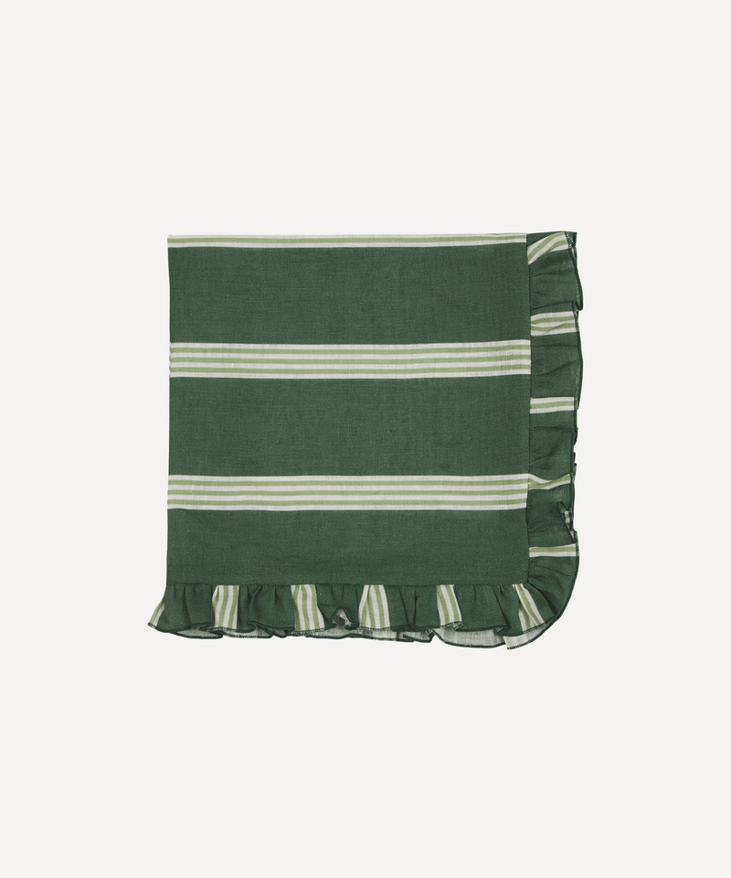 Clara striped classic linen napkin green ruffle