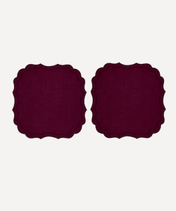 Pair of Waxed Italian linen Placemats Burgundy, maroon, deep red and chocolate brown