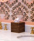 Rebecca Udall woven rattan wicker square tissue box cover, brown