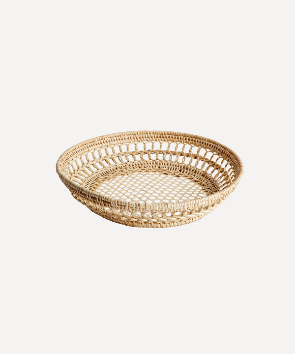 Rebecca Udall Large rattan woven basket for fruit bread decoration, Natural