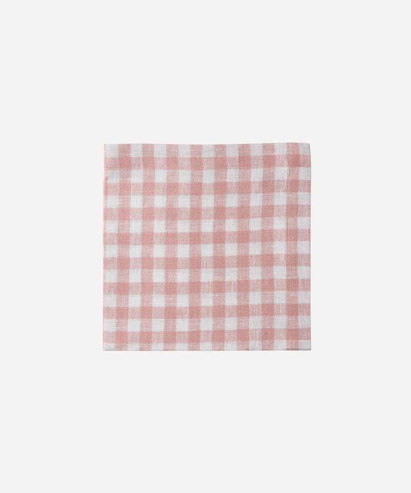 classic gingham linen napkin pink check dusty pink 