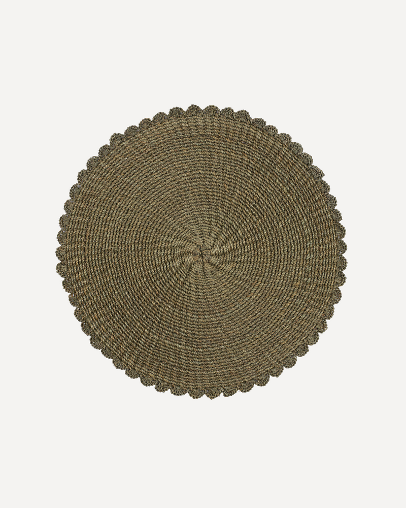 Rebecca Udall scalloped abaca woven placemat mushroom