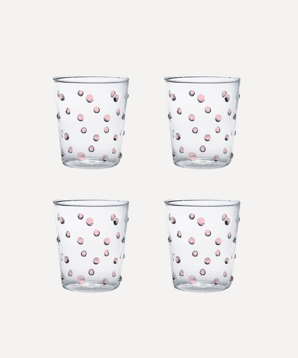 Rebecca Udall set of 4 dot spot party tumblers glasses in pink