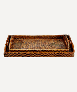Rattan Serving Trays, Brown