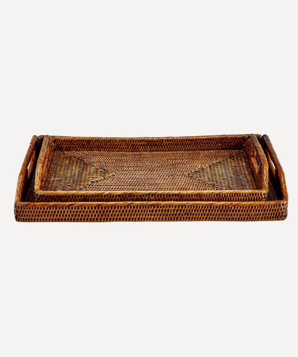 Luxury Classic Handwoven Rattan Wicker Breakfast trays brown