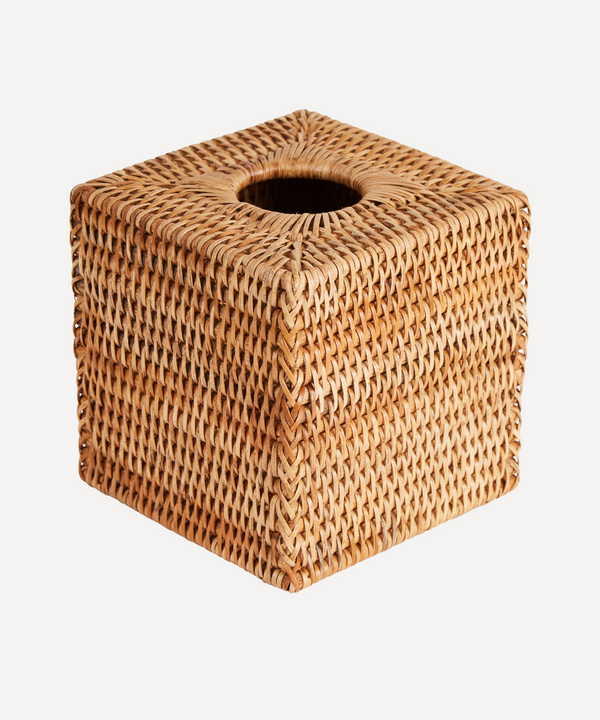 Rebecca Udall woven rattan wicker square tissue box cover, natural