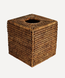 Rebecca Udall, natural woven rattan wicker square tissue box cover, brown