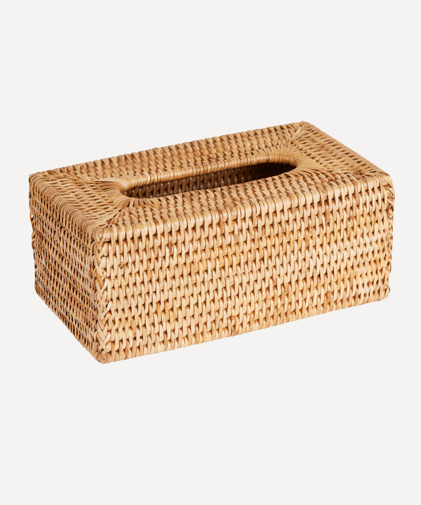 Rebecca Udall Woven rattan wicker rectangular tissue box cover, Natural