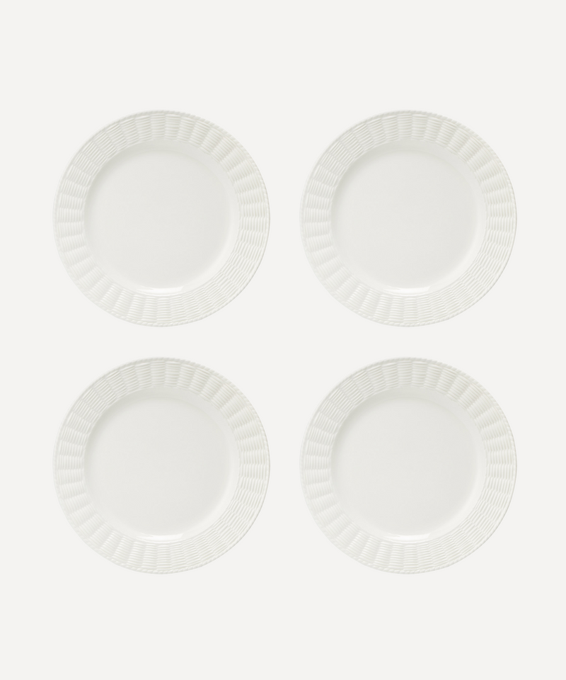 Rebecca Udall Set of 4 basket weave textured plates, white