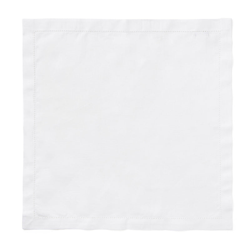 Luxury woven white timeless Classic linen hemstitch table napkin white  45x45cm