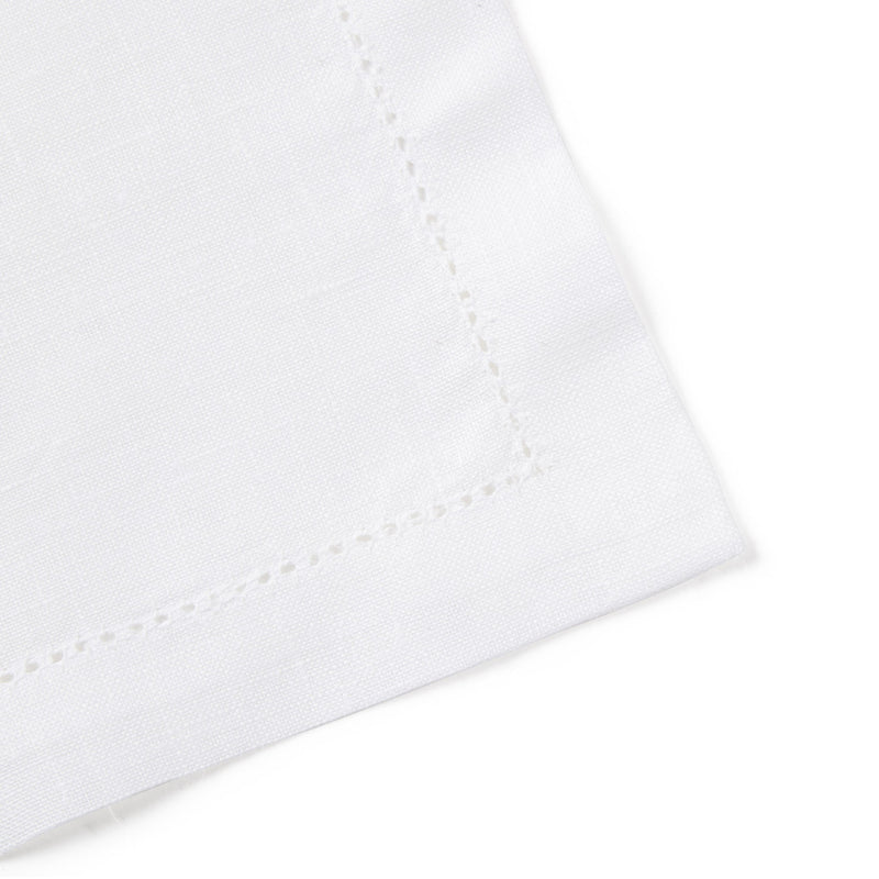 Luxury woven white timeless Classic linen hemstitch table napkin white  45x45cm